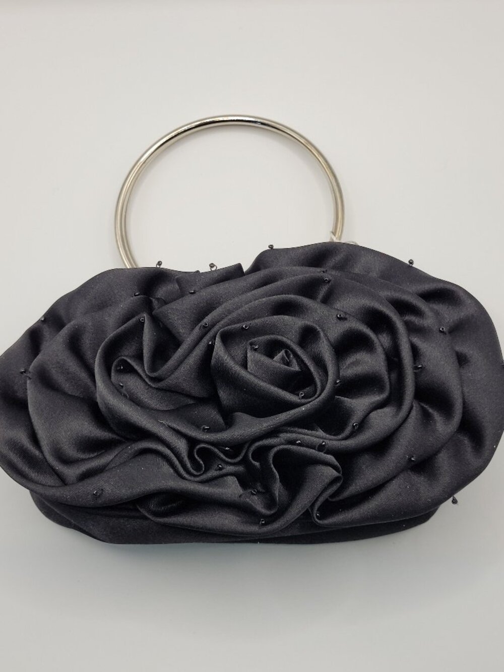 Badgley Mischka Jewel Rose Pattern Beaded Purse in Black